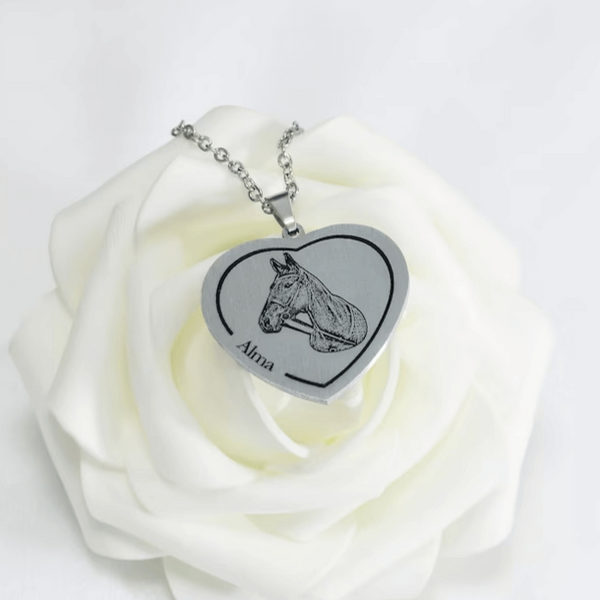 Custom Heart Shape Couple Photo Necklace Stainless Steel