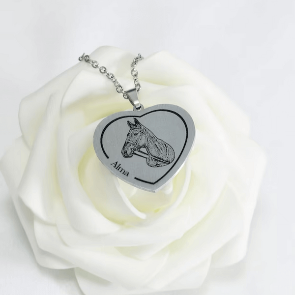 Custom Heart Shape Couple Photo Necklace Sterling Silver