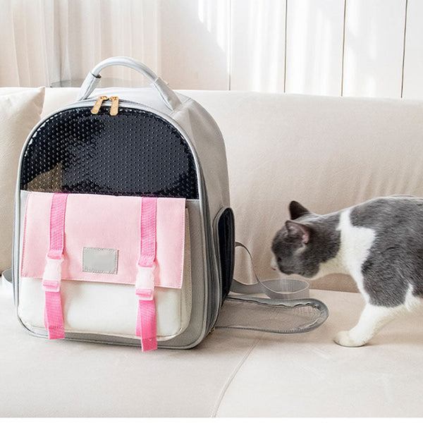 Pink Transparent Vents Cat Carrier