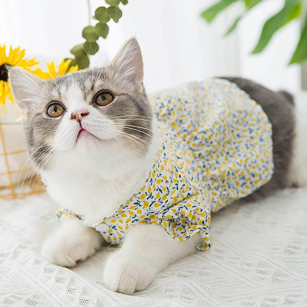 Small Fresh Floral Puff Sleeve Pet Skirt